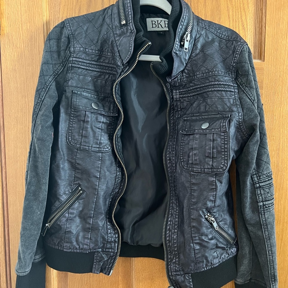 Faux leather moto jacket